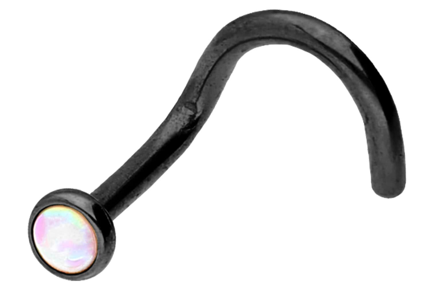 Chirurgenstahl Nasenstecker Nasenpiercing Spirale DISC + SYNTHETISCHER OPAL ++SALE++